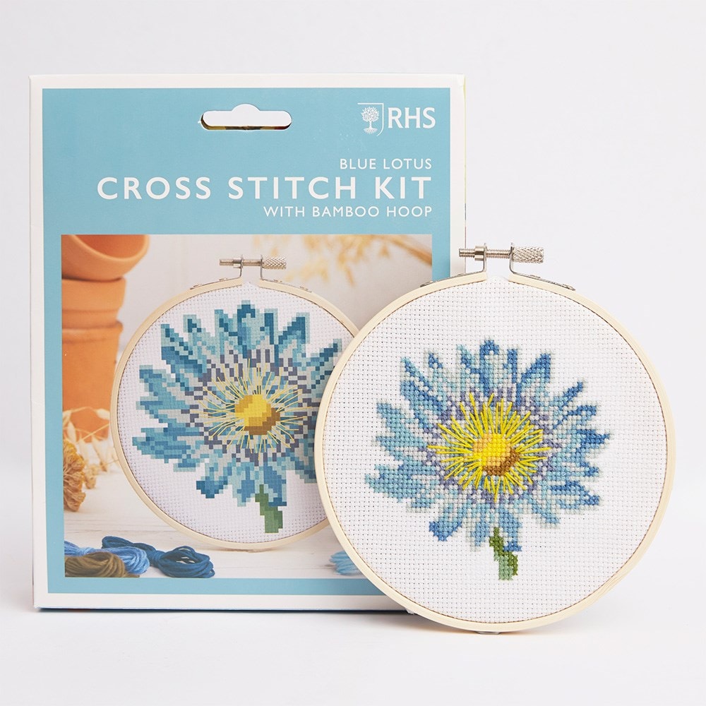 RHS cross stitch kit - blue lotus