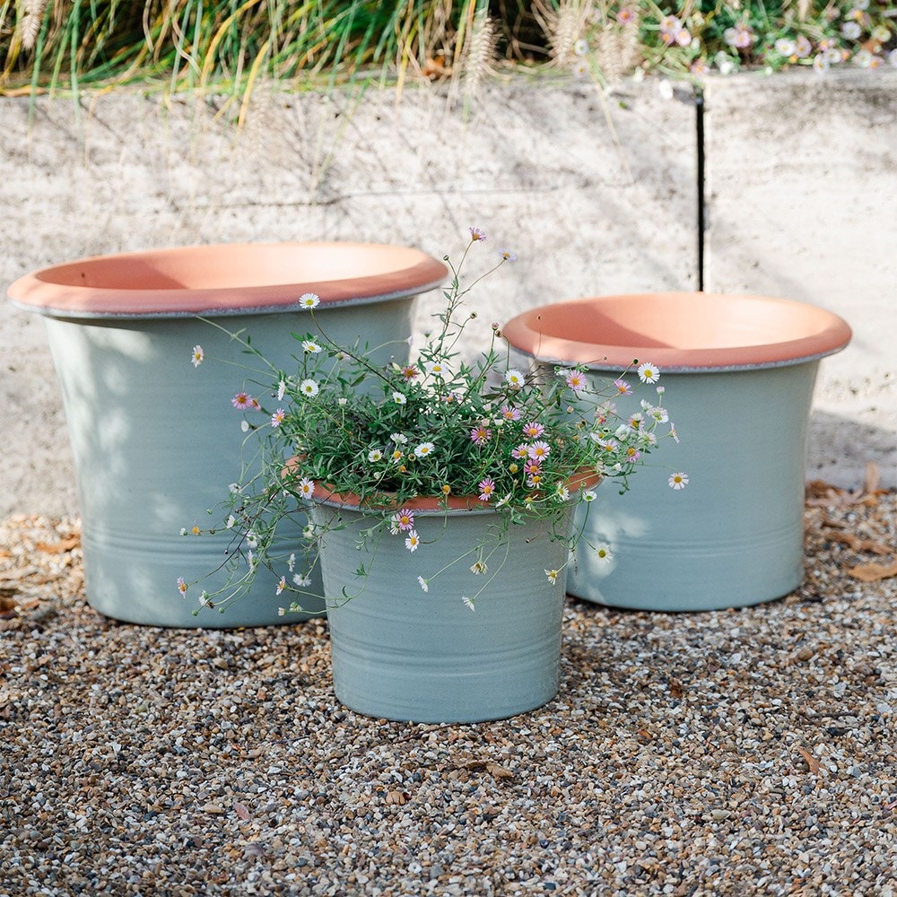 Sage green flared planter