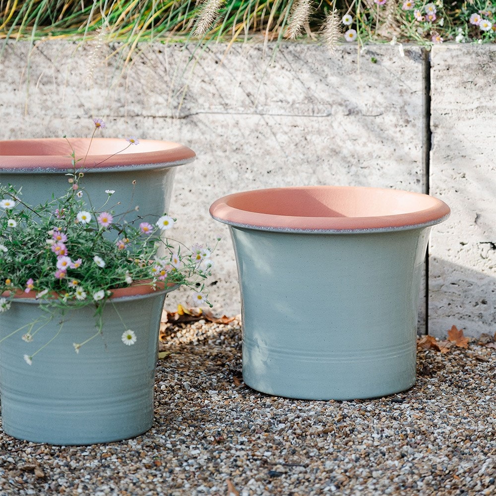 Sage green flared planter