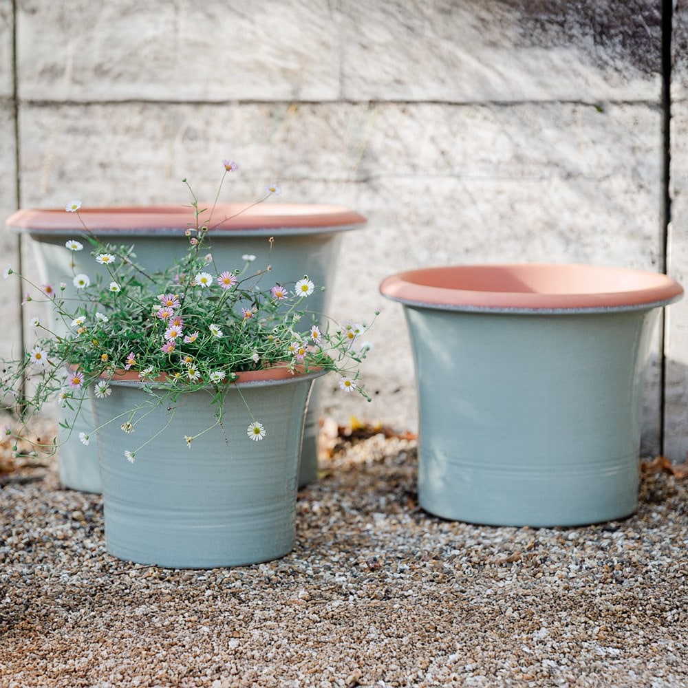 Sage green flared planter