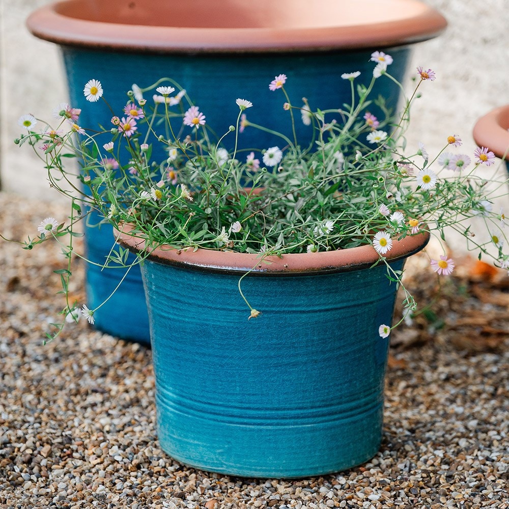 Turquoise flared planter