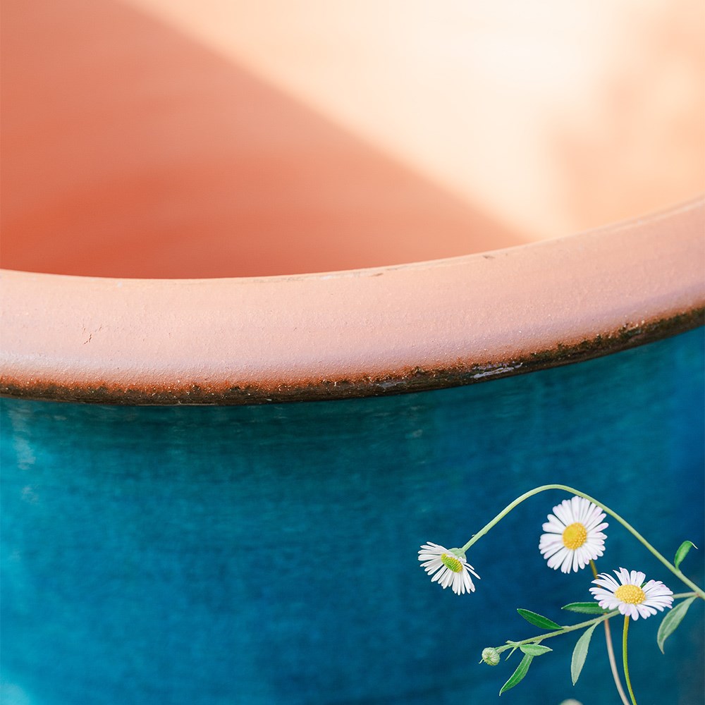 Turquoise flared planter