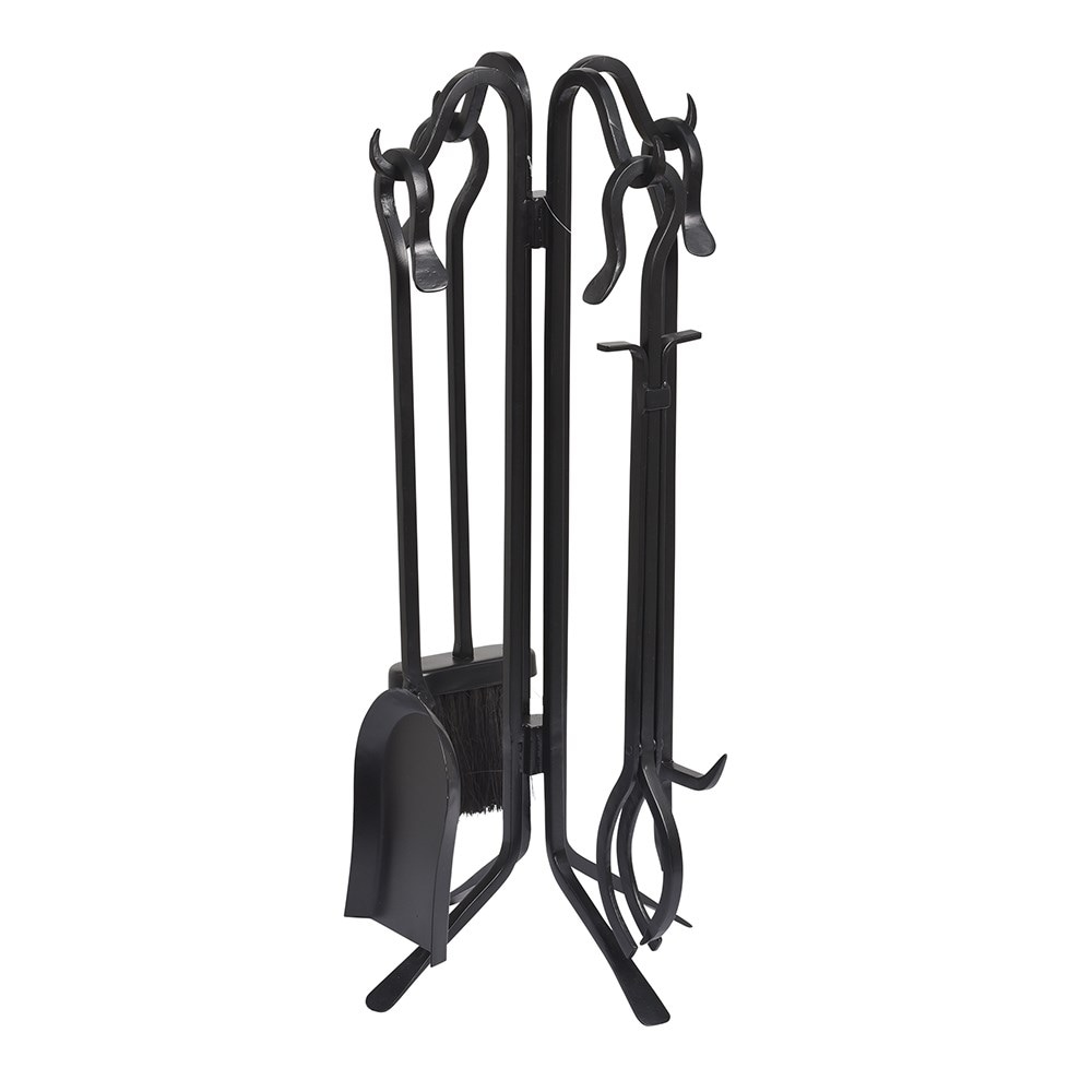 Four piece iron fireside tool set