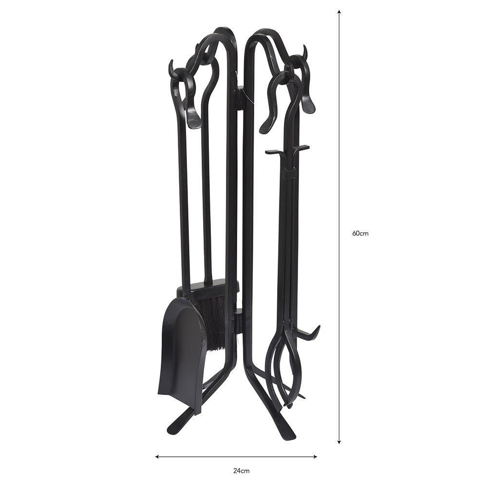 Four piece iron fireside tool set