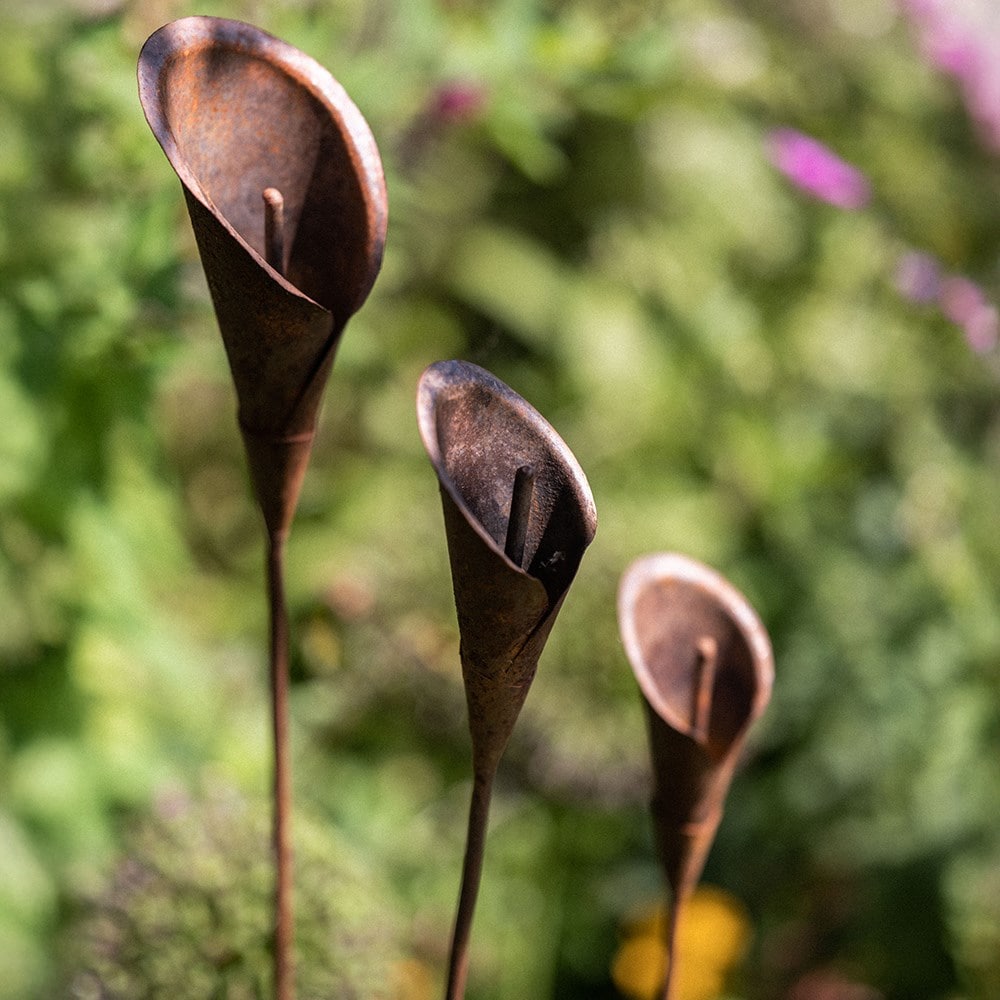 Set of 3 rusted lilies