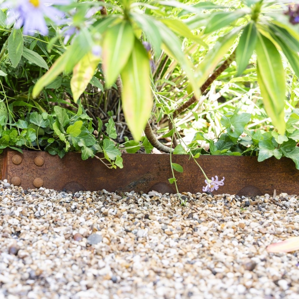 Corten steel flexible garden edging - rust