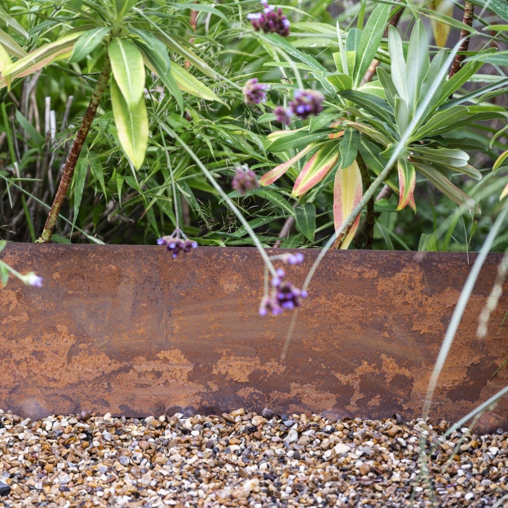 Corten steel flexible garden edging - rust