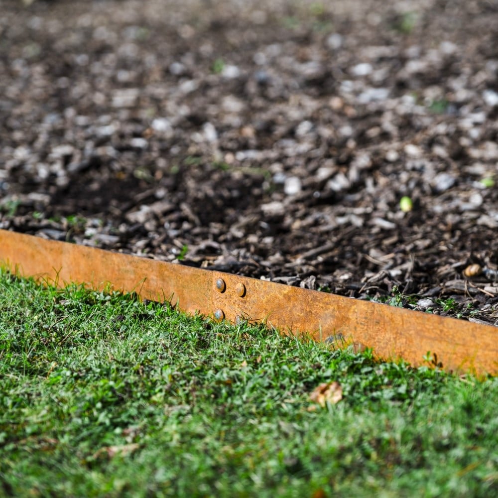 Corten steel flexible garden edging - rust