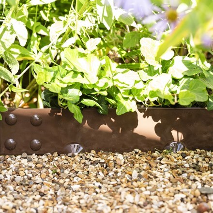 Powder coated steel flexible garden edging pack of 5 - brown
