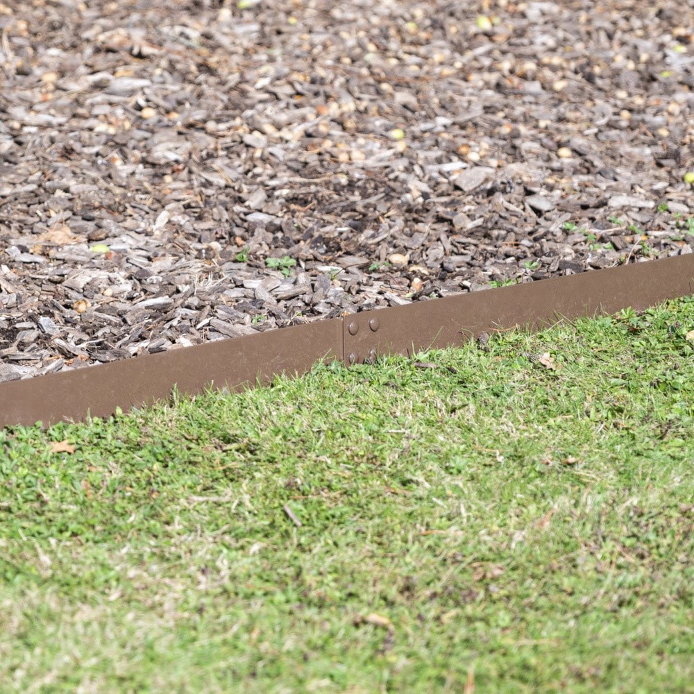 Powder coated steel flexible garden edging - brown