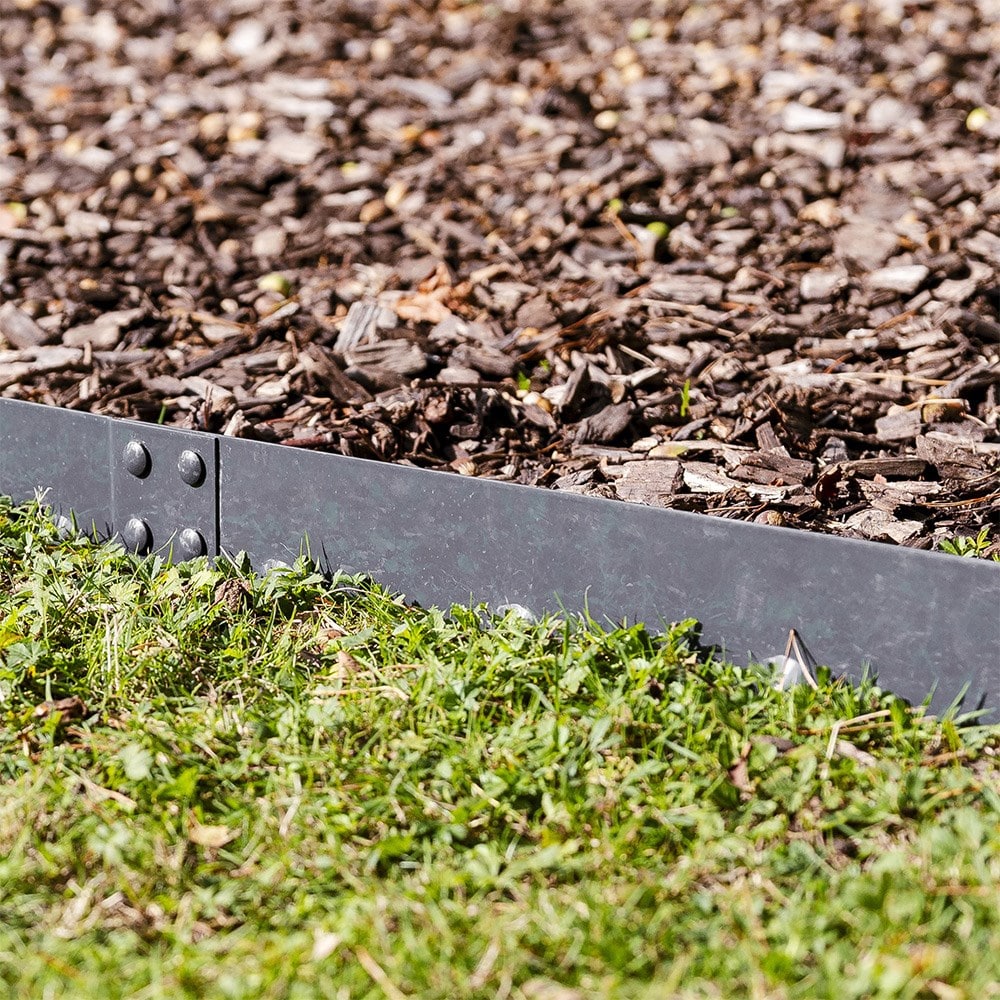 Powder coated steel flexible garden edging - anthracite grey
