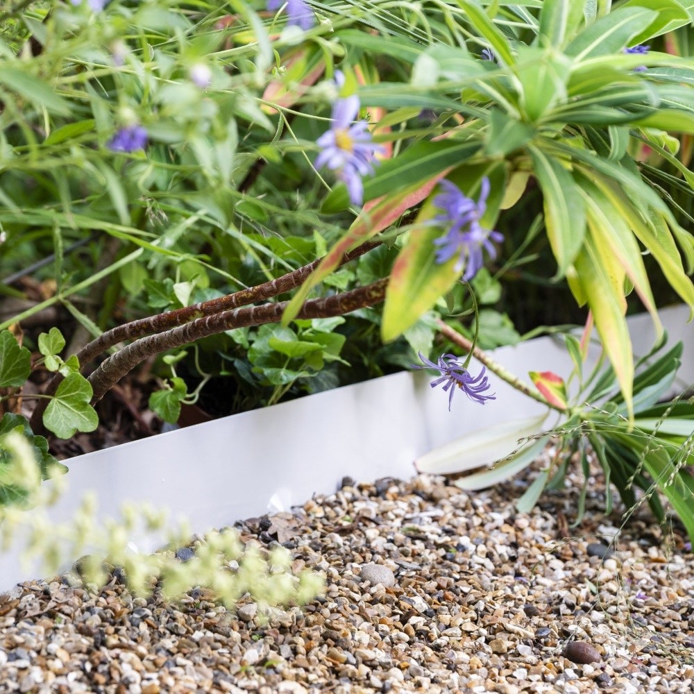 Powder coated steel flexible garden edging -  light grey