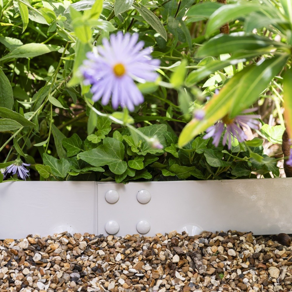 Powder coated steel flexible garden edging -  light grey