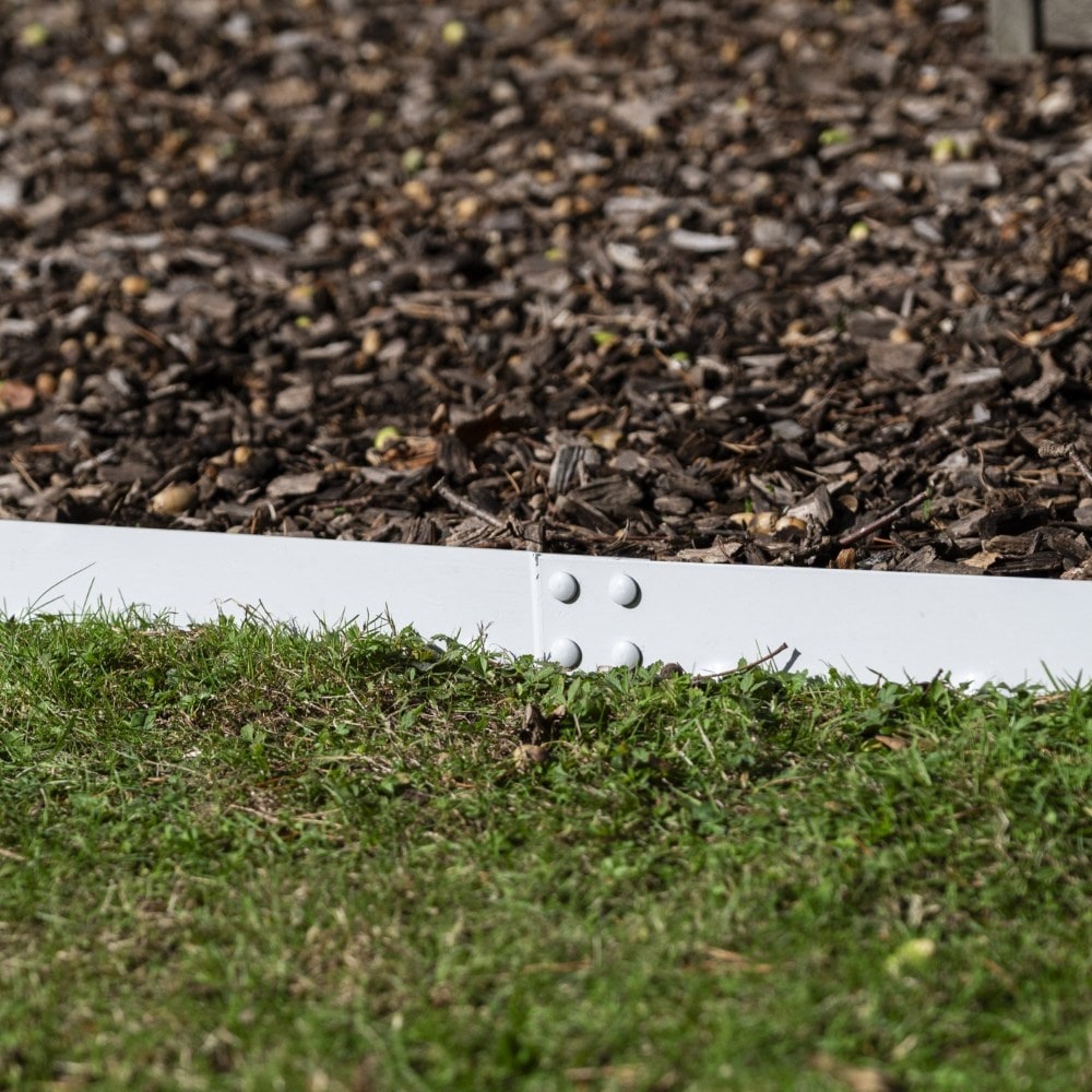 Powder coated steel flexible garden edging -  light grey