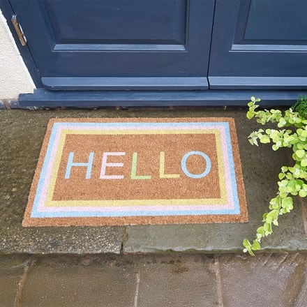 Greeting coir doormat