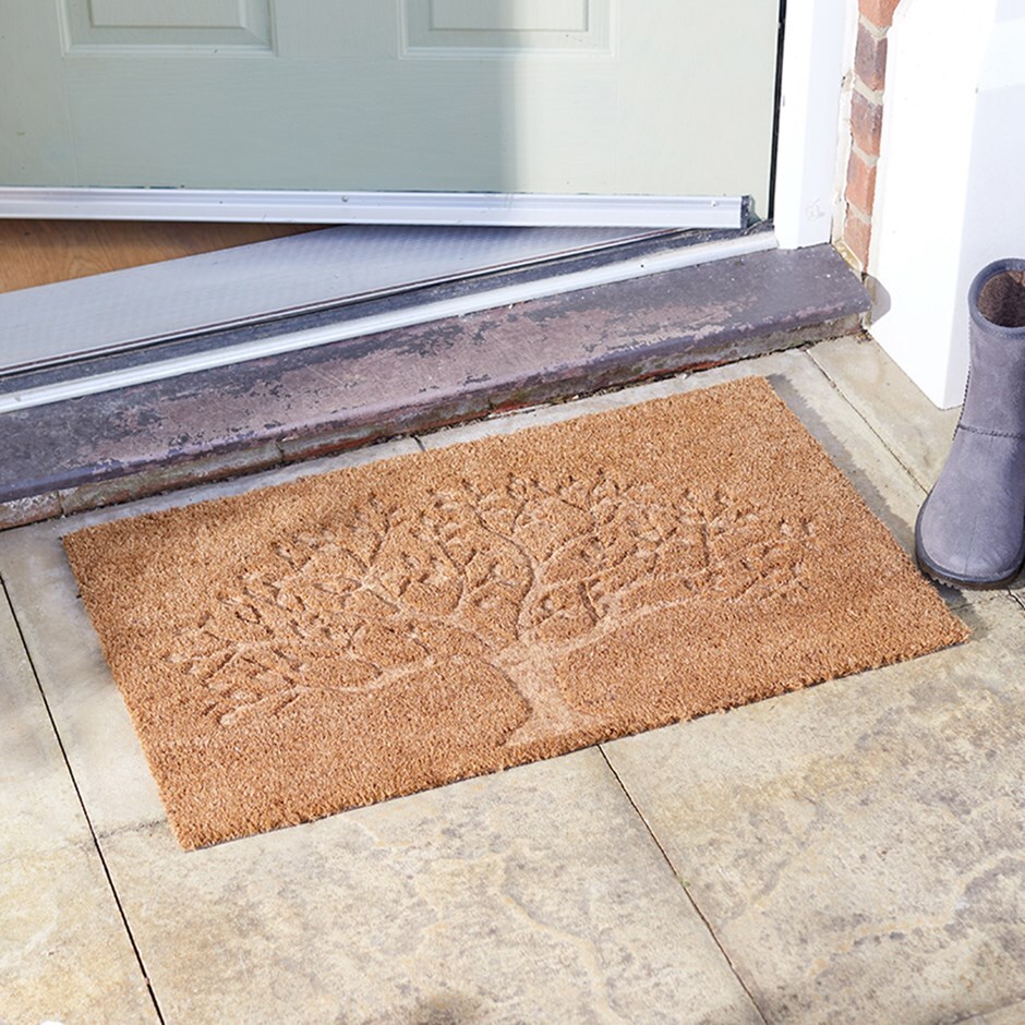 Tree imprint coir doormat