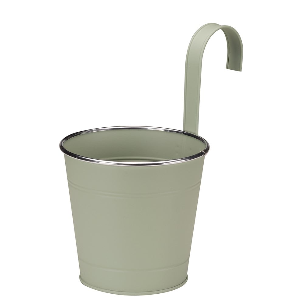 Hanging metal pot planter - sage
