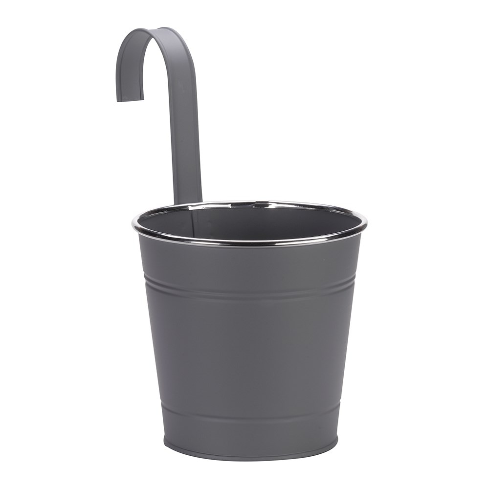 Hanging metal pot planter - charcoal
