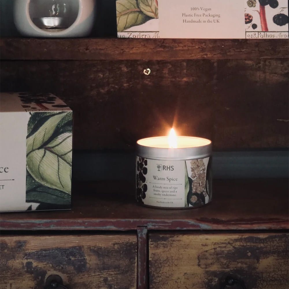 RHS tin candle - warm spice