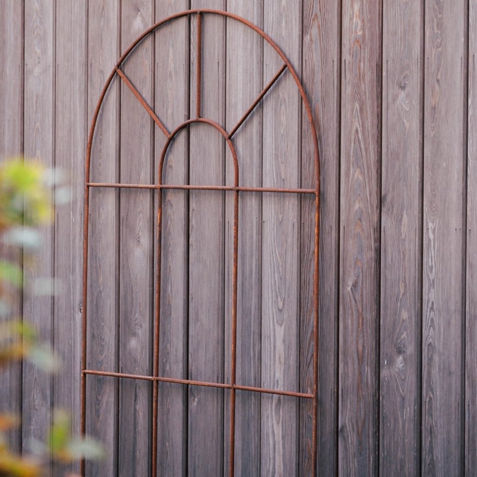 Large arched window trellis - rust