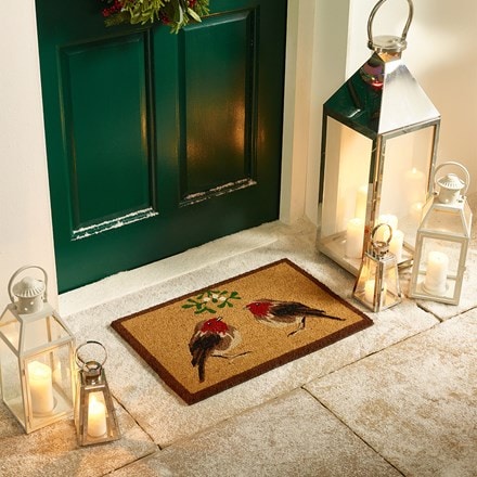 Christmas robins doormat