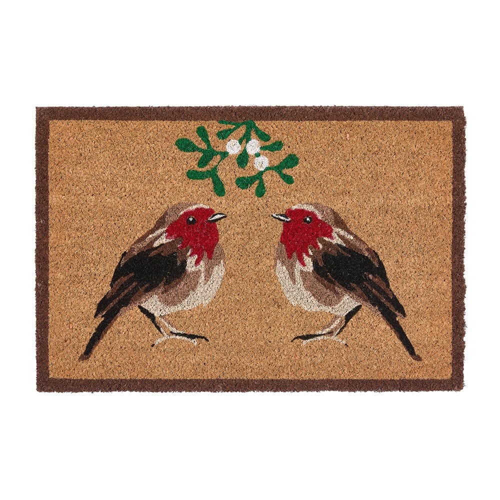 Christmas robins doormat