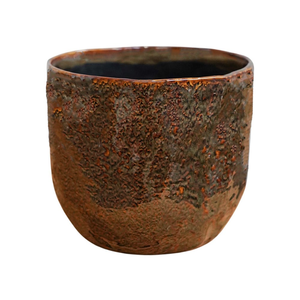 Rustic glazed pot - red
