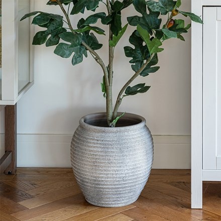 Ripple cement large plant pot - grey
