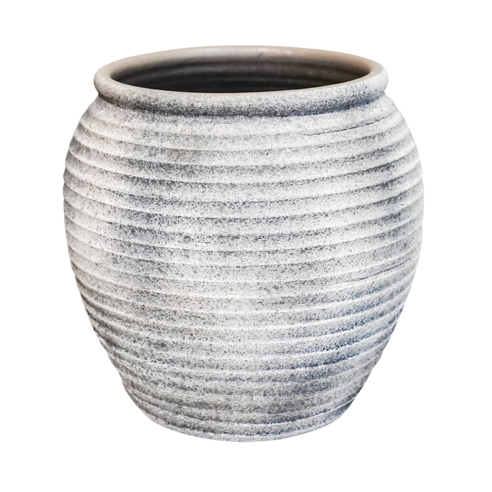 Ripple cement large plant pot - grey