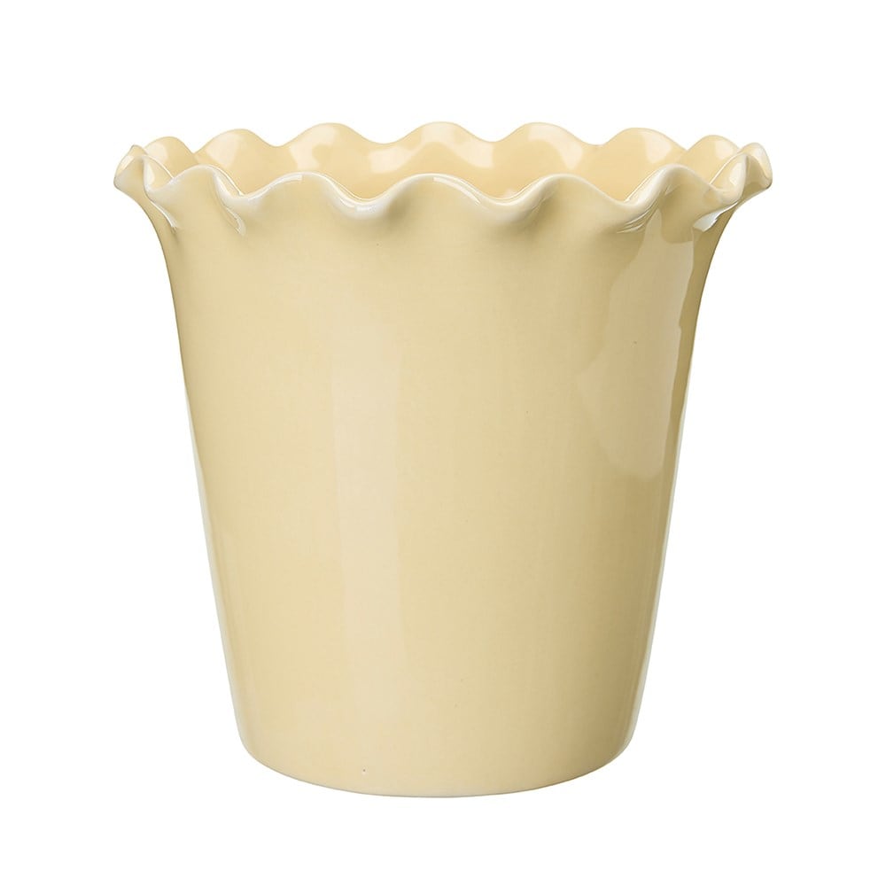 Frill ceramic orchid pot - butter yellow