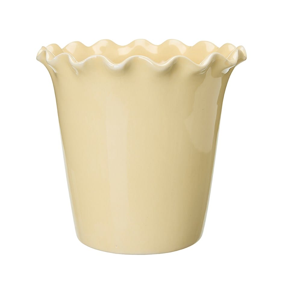 Frill ceramic orchid pot - butter yellow
