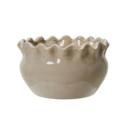 Frill ceramic plant bowl  - beige