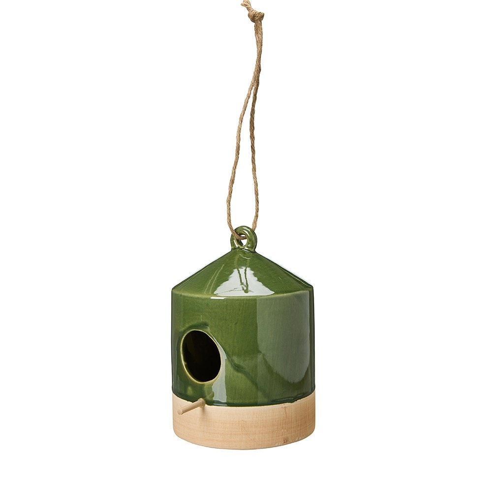 Glazed bird house - green 