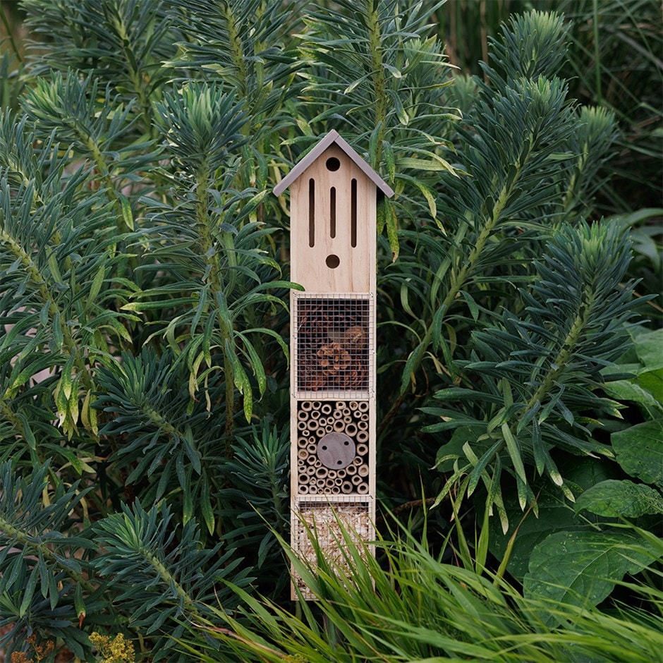 Insect hotel with stake - grey