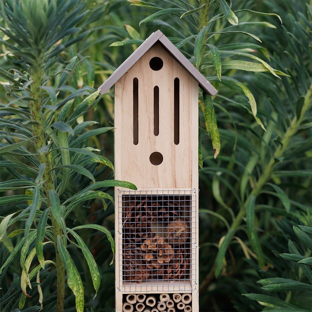 Insect hotel with stake - grey