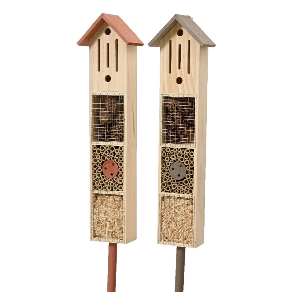 Insect hotel with stake - grey