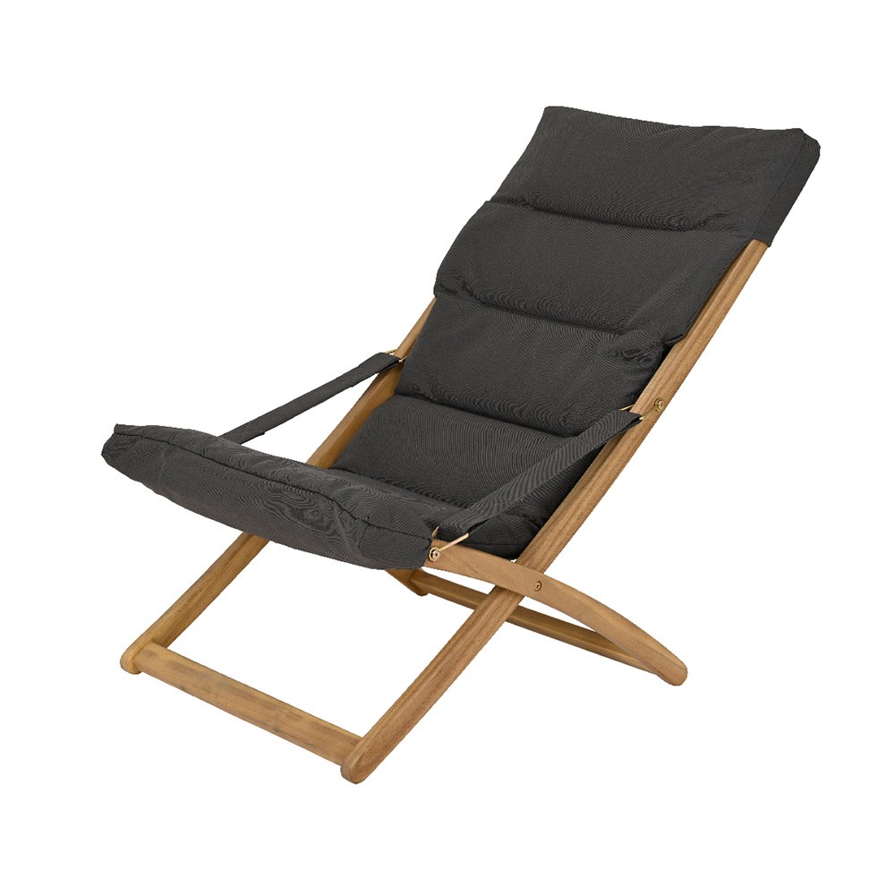 Grey padded deck chair