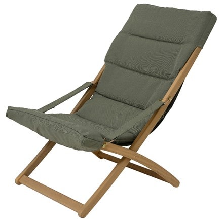 Green padded deck chair