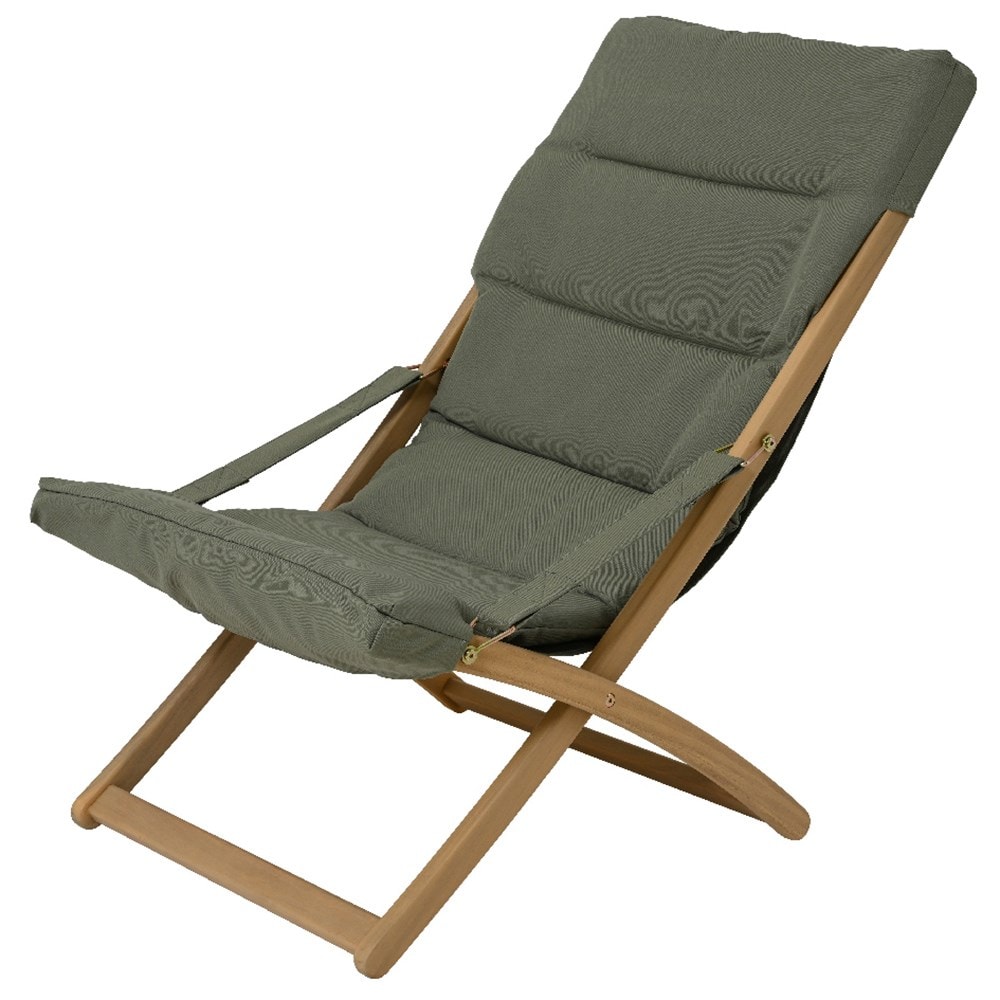Green padded deck chair