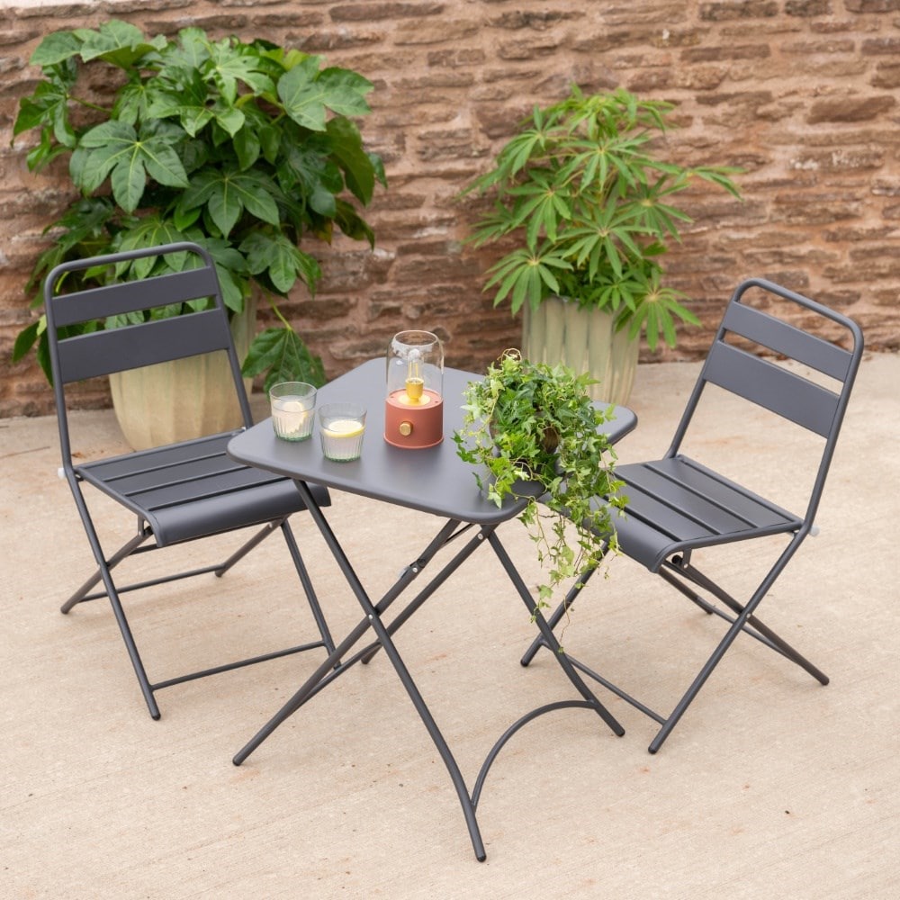 Grey foldable bistro set