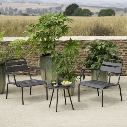 Grey metal lounge chair set