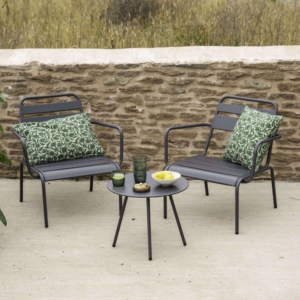 Grey metal lounge chair set
