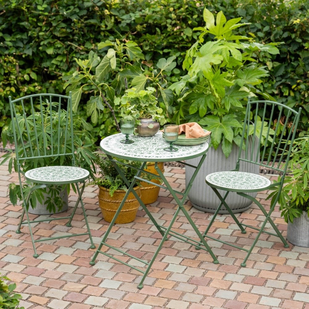 Green mosaic bistro set