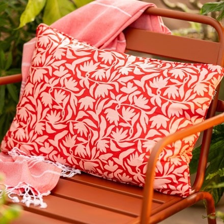 Red printed rectangular cushion