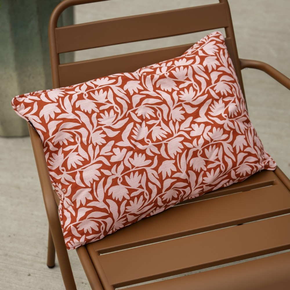 Red printed rectangular cushion