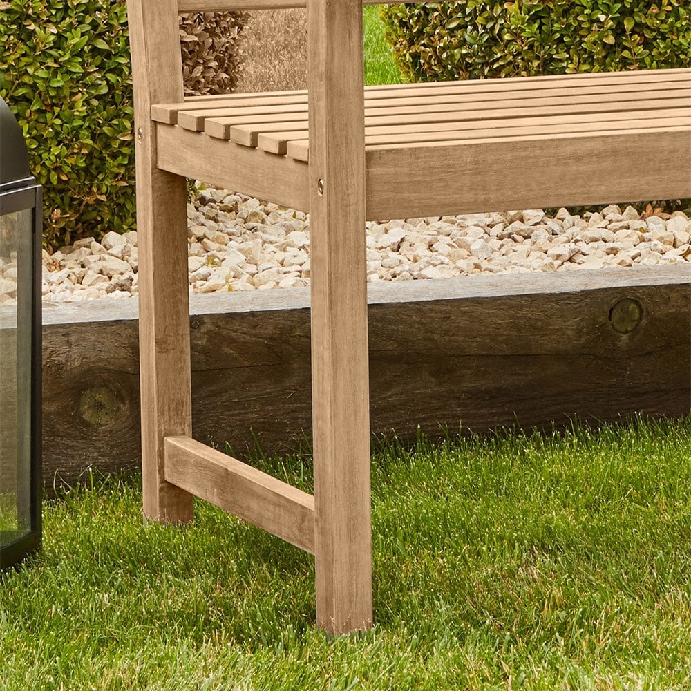 Light teak cross back bench