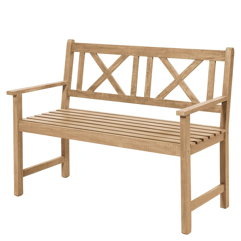 Light teak cross back bench