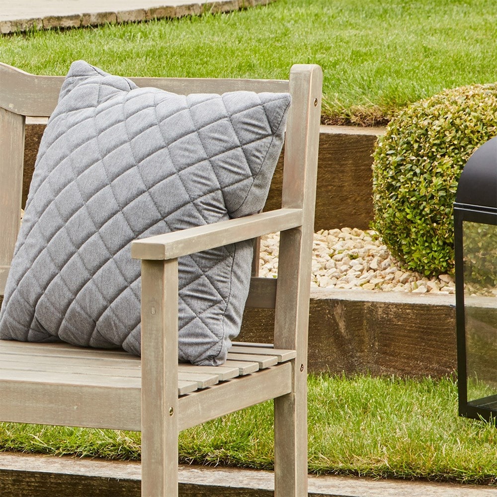 Garden bench with coffee table - greywashed