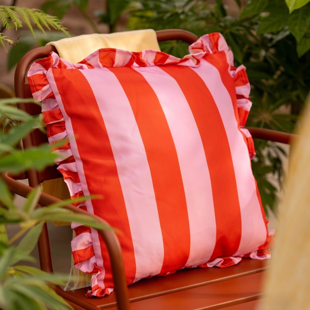 Bright stripe cushion - red