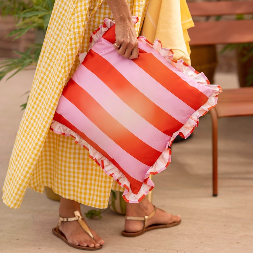 Bright stripe cushion - red